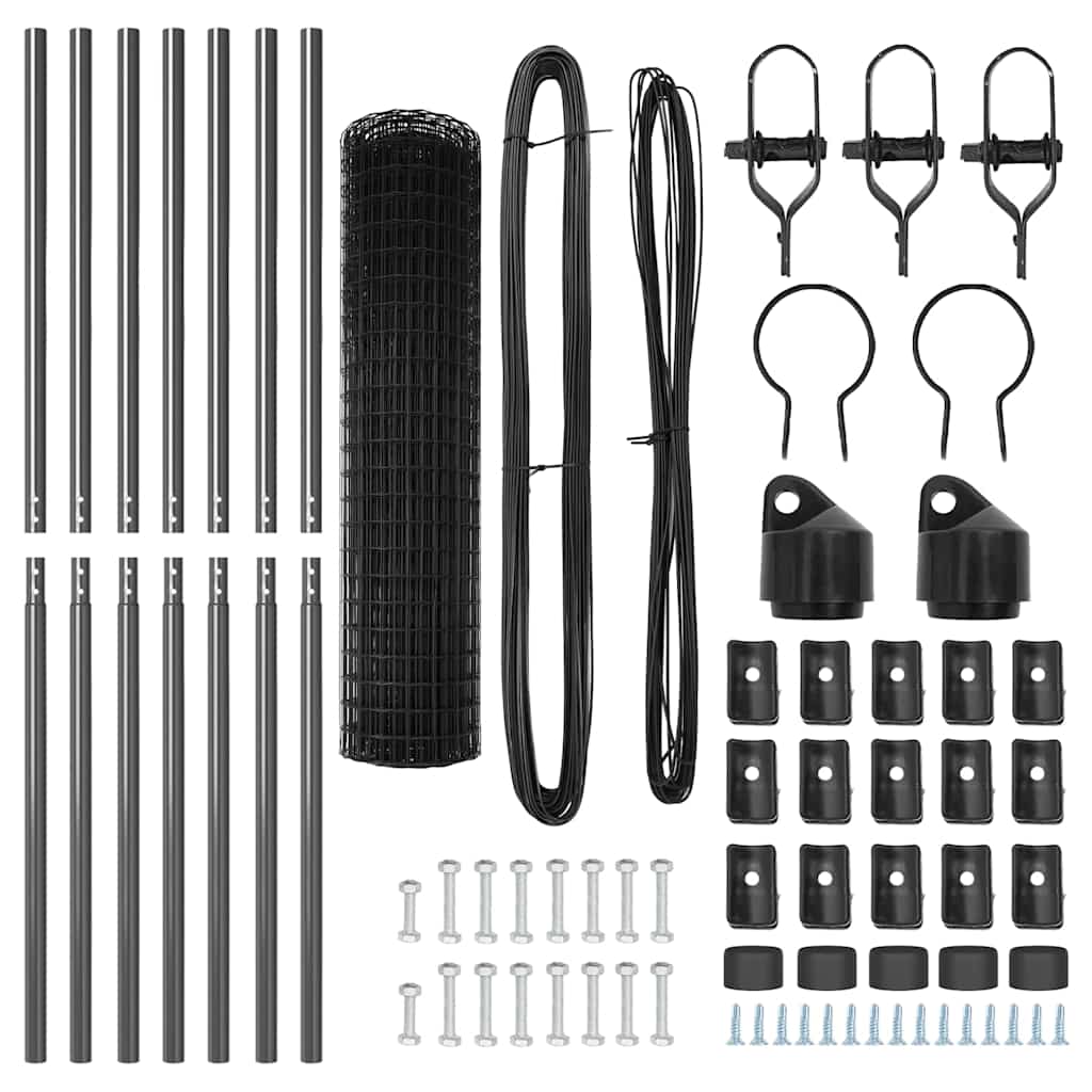 Fence with Post Grey 1.4 x 10 m Steel and PVC