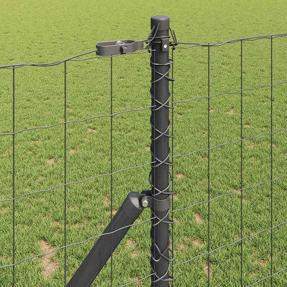 Fence with Post Grey 1 x 10 m Steel and PVC