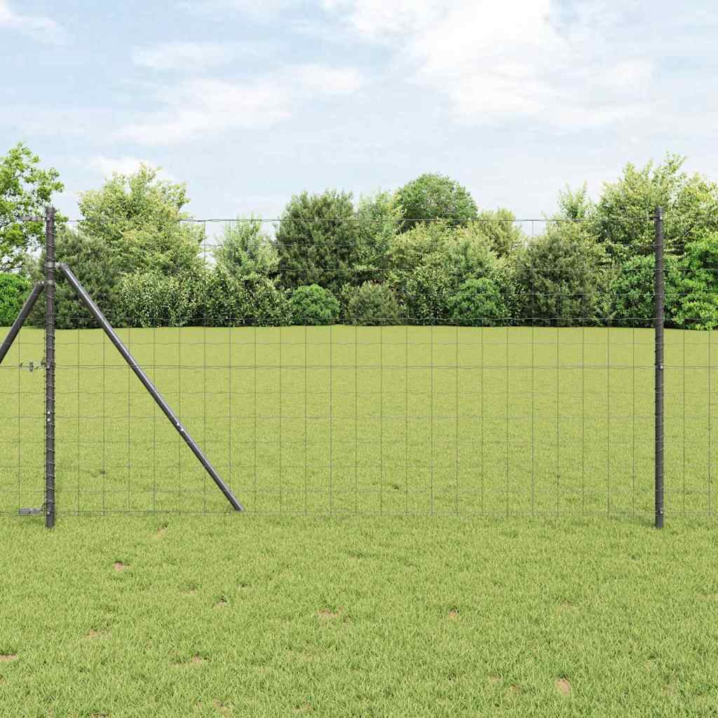 Fence with Post Grey 1 x 10 m Steel