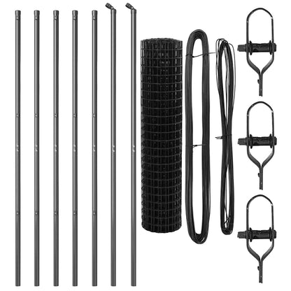 Fence with Post Grey 1 x 10 m Steel