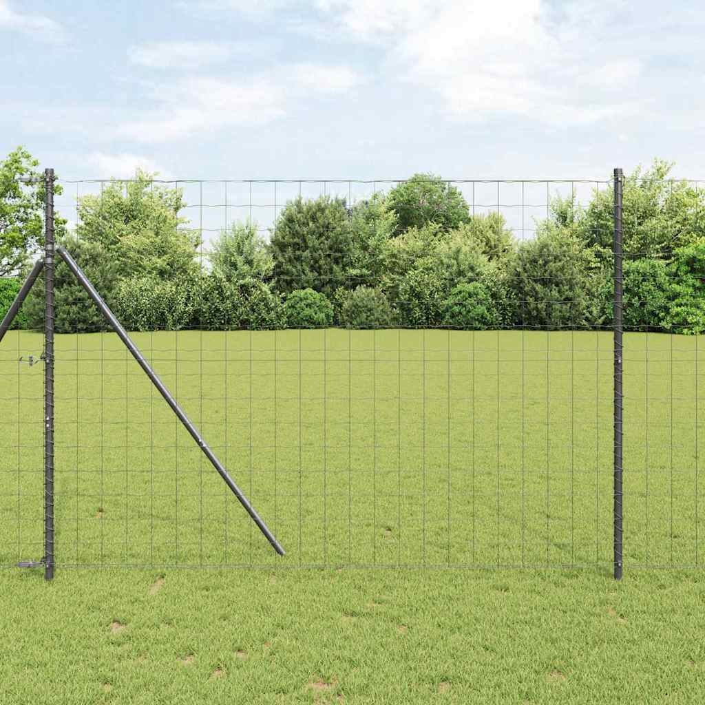 Fence with Post Grey 1.6 x 10 m Steel and PVC