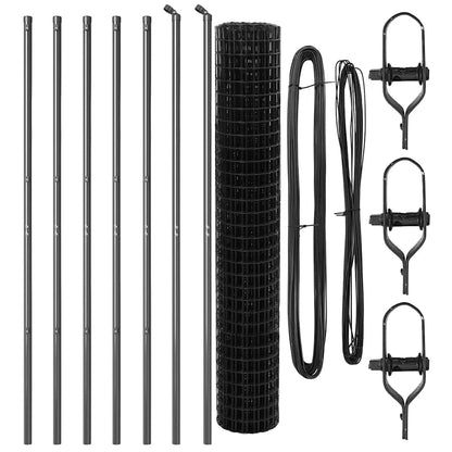 Fence with Post Grey 1.6 x 10 m Steel and PVC