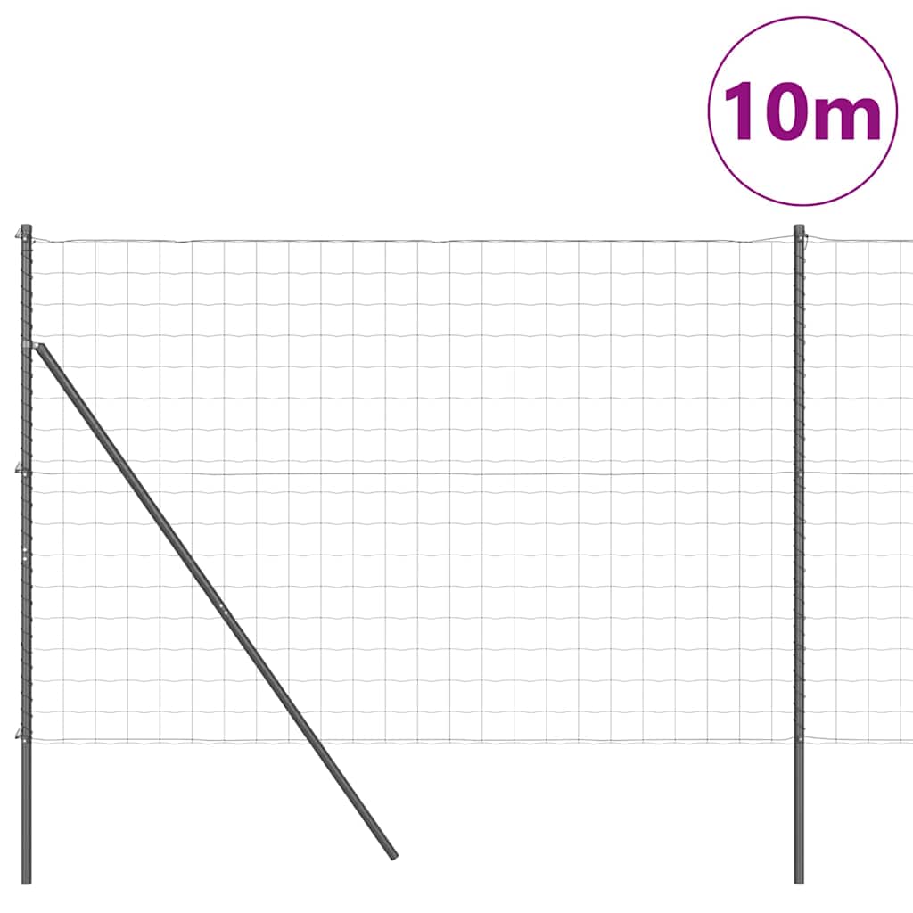 Fence with Post Grey 1.6 x 10 m Steel and PVC