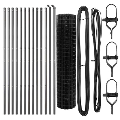 Fence with Post Grey 1 x 25 m Steel and PVC