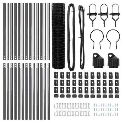 Fence with Post Grey 1 x 25 m Steel and PVC