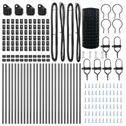 Fence with Post Grey 0.6 x 50 m Steel and PVC