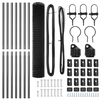 Fence with Post Grey 1.5 x 10 m Steel