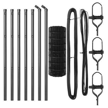 Fence with Post Grey 0.8 x 25 m Steel