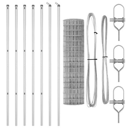 Fence with Post Silver 1 x 10 m Steel and PVC