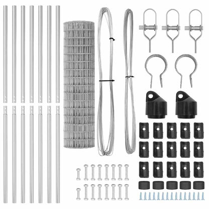 Fence with Post Silver 1 x 10 m Steel and PVC