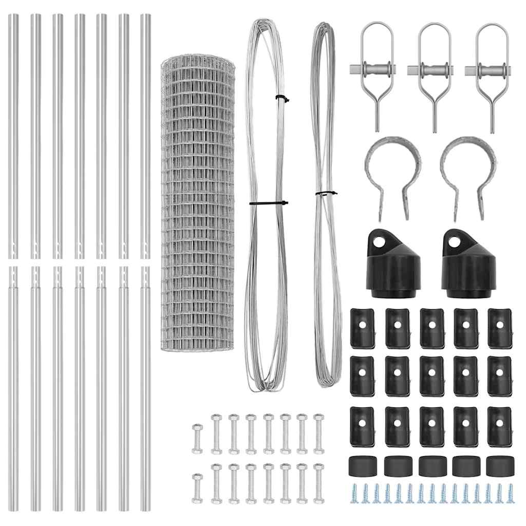 Fence with Post Silver 1.4 x 10 m Steel and PVC