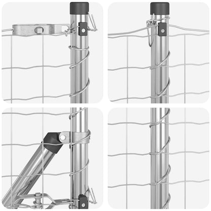 Fence with Post Grey 0.4 x 25 m Steel and PVC