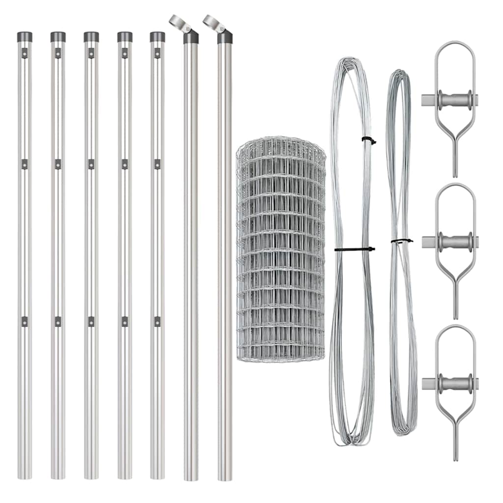 Fence with Post Grey 0.4 x 25 m Steel and PVC
