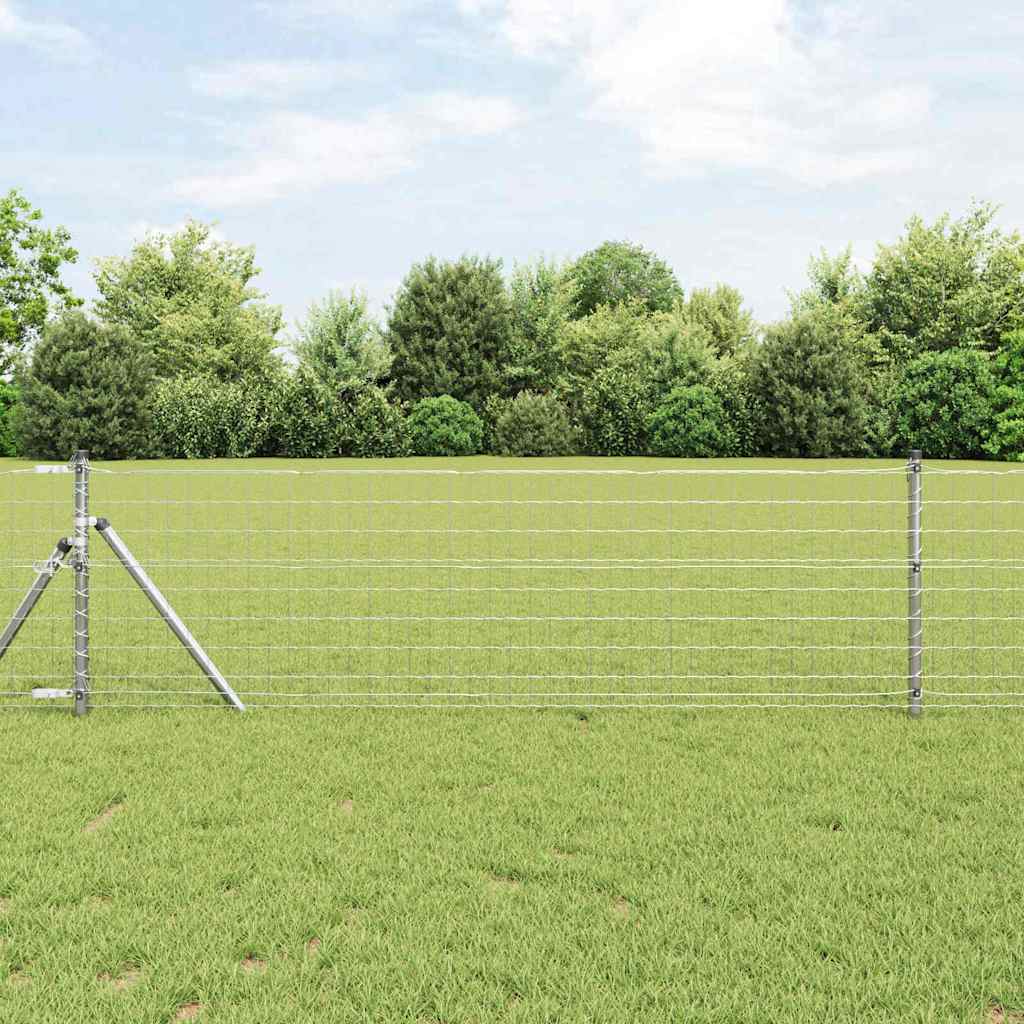 Fence with Post Silver 0.4 x 25 m Steel and PVC