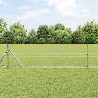 Fence with Post Silver 0.4 x 25 m Steel and PVC