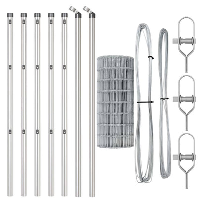 Fence with Post Silver 0.4 x 25 m Steel and PVC