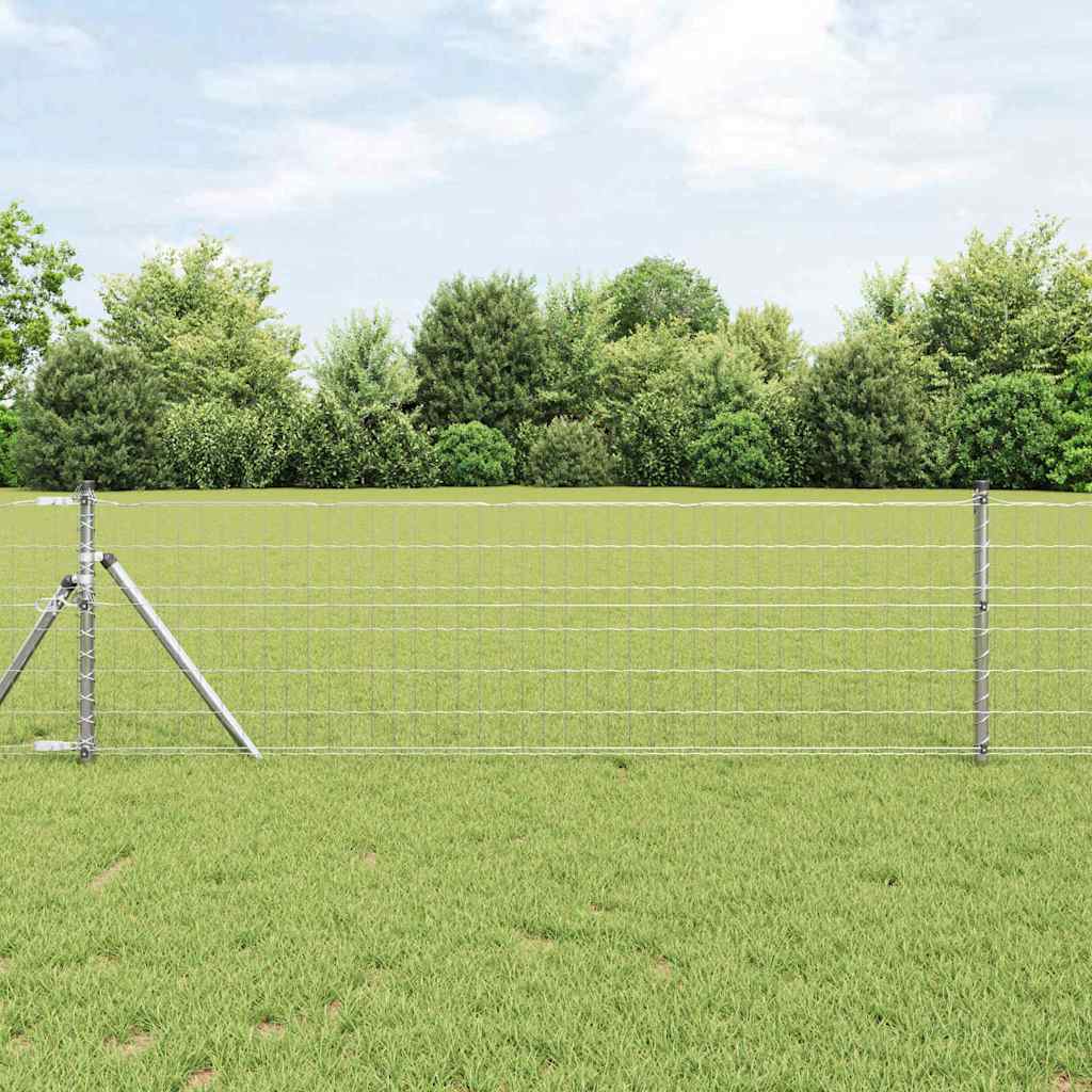 Fence with Post Silver 0.6 x 25 m Steel and PVC
