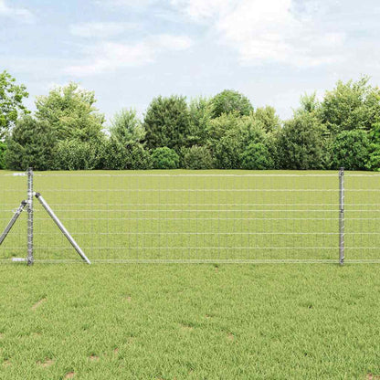 Fence with Post Silver 0.8 x 25 m Steel and PVC