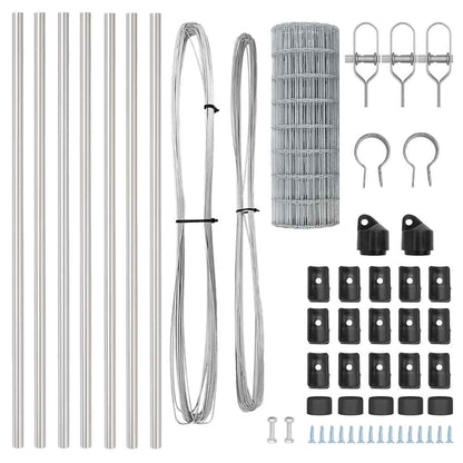 Fence with Post Silver 0.8 x 25 m Steel and PVC