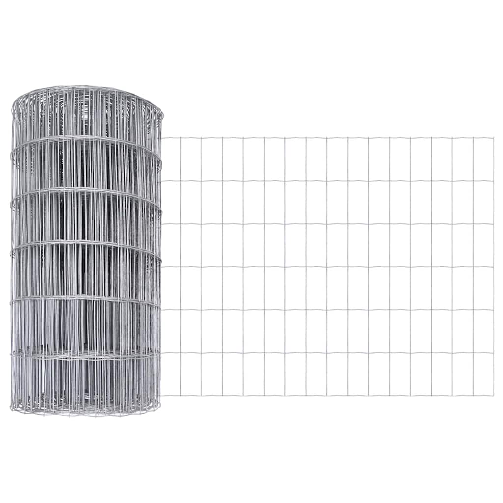 Fence with Post Silver 0.8 x 25 m Steel and PVC