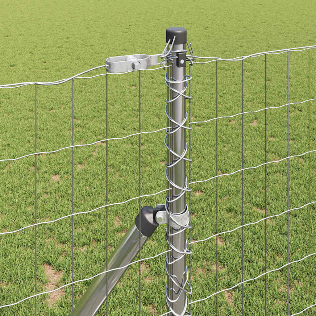 Fence with Post Silver 1 x 25 m Steel and PVC