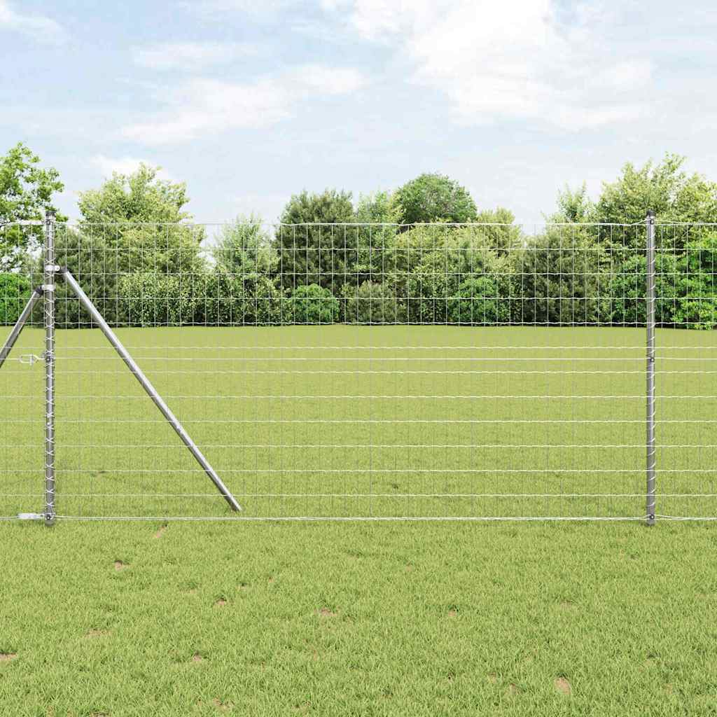 Fence with Post Silver 1 x 25 m Steel and PVC