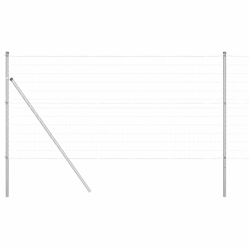 Fence with Post Silver 1 x 25 m Steel and PVC