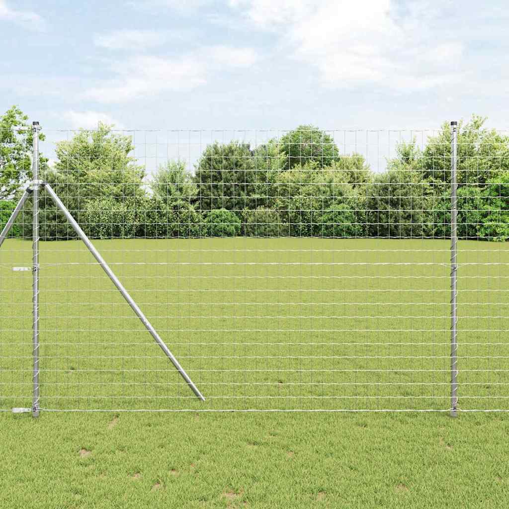Fence with Post Silver 1.6 x 10 m Steel and PVC