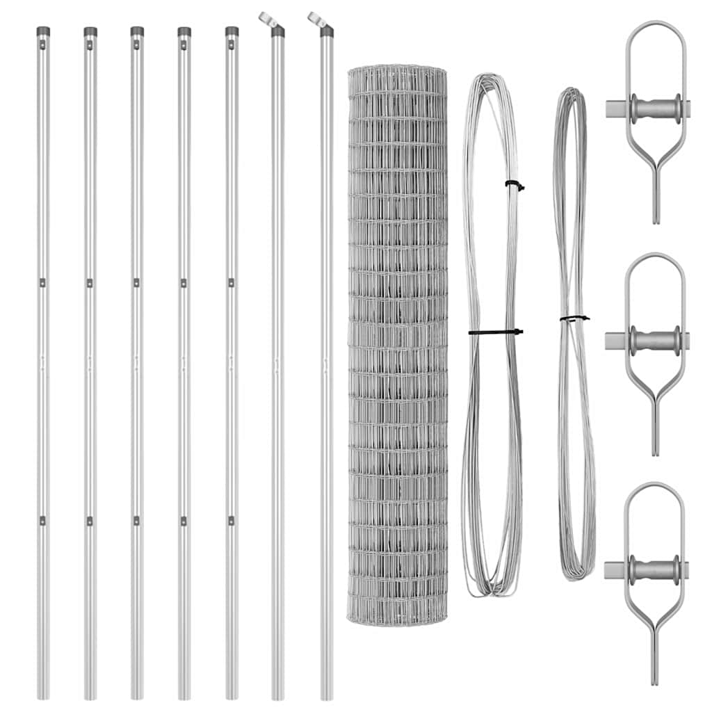 Fence with Post Silver 1.6 x 10 m Steel and PVC