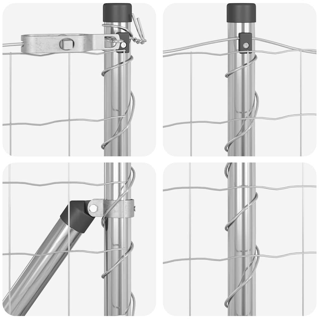 Fence with Post Silver 0.6 x 25 m Steel and PVC