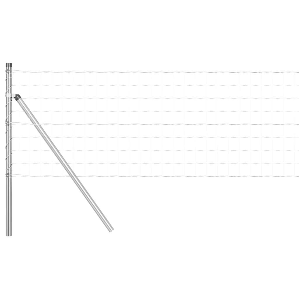 Fence with Post Silver 0.6 x 25 m Steel and PVC