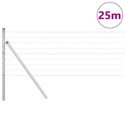 Fence with Post Silver 0.6 x 25 m Steel and PVC