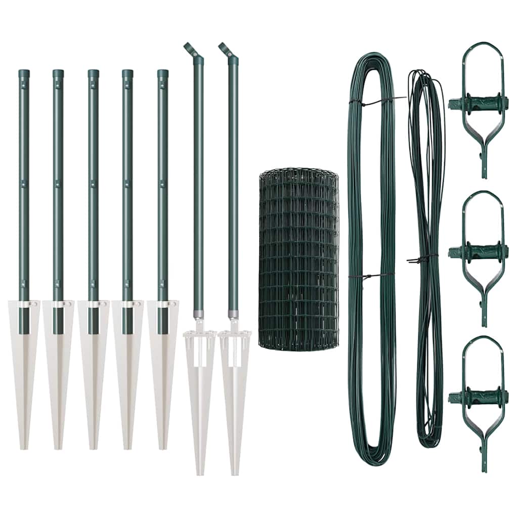 Fence with Post Green 0.4 x 10 m Steel and PVC