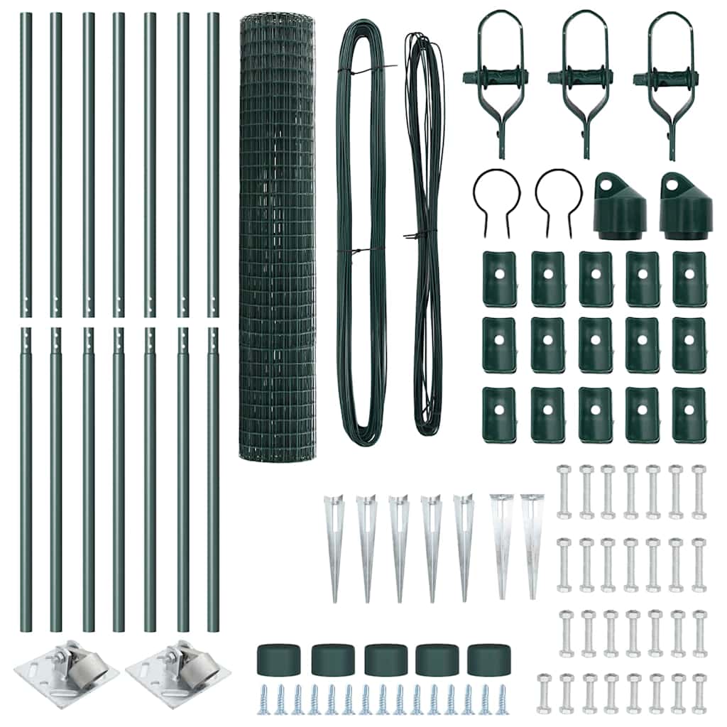 Fence with Post Green 1.6 x 10 m Steel and PVC