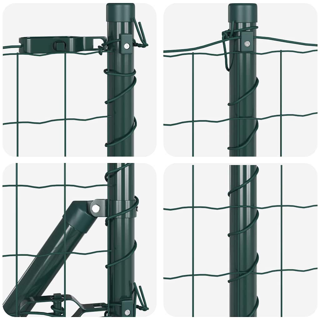 Fence with Post Green 0.6 x 10 m Steel and PVC