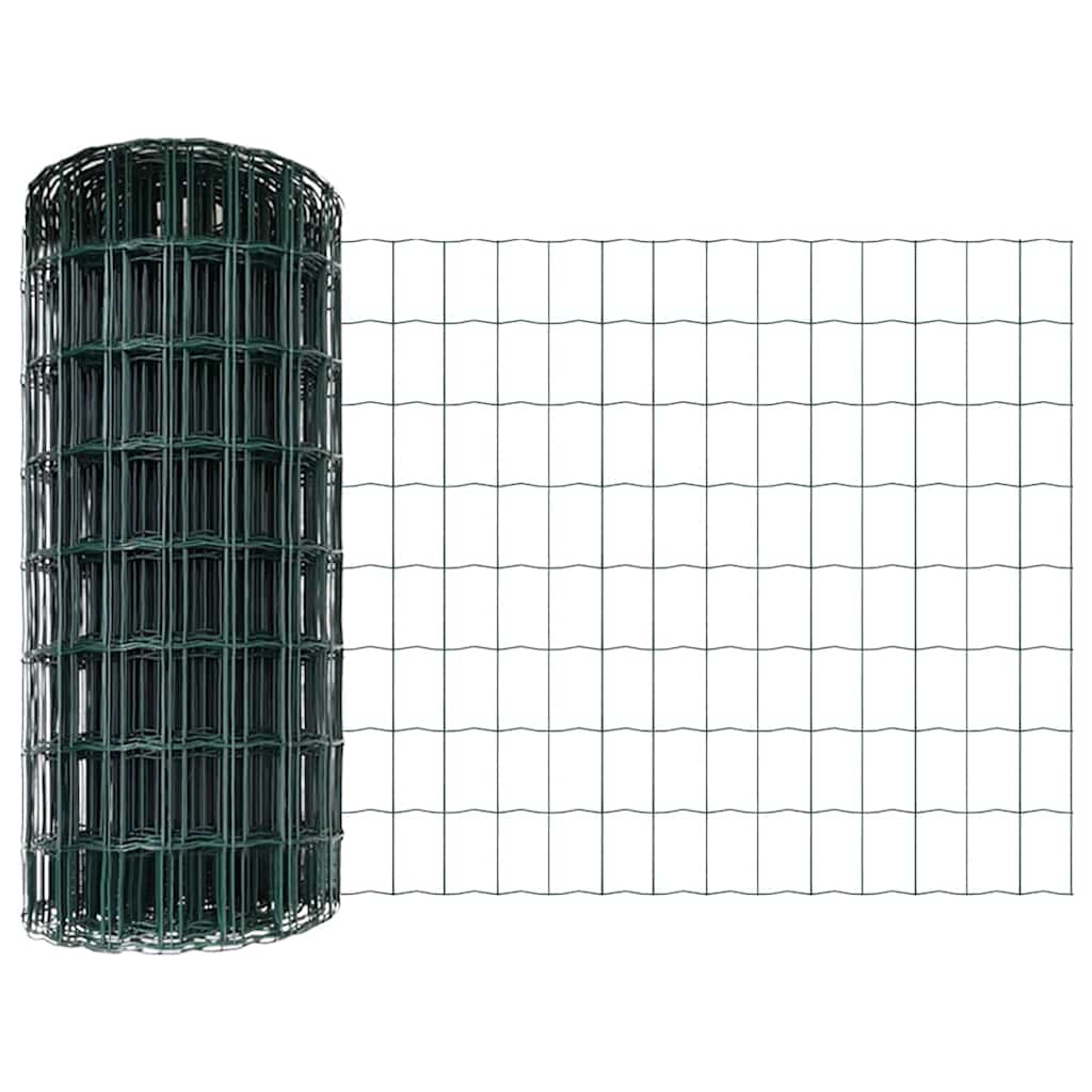Fence with Post Green 0.6 x 10 m Steel and PVC