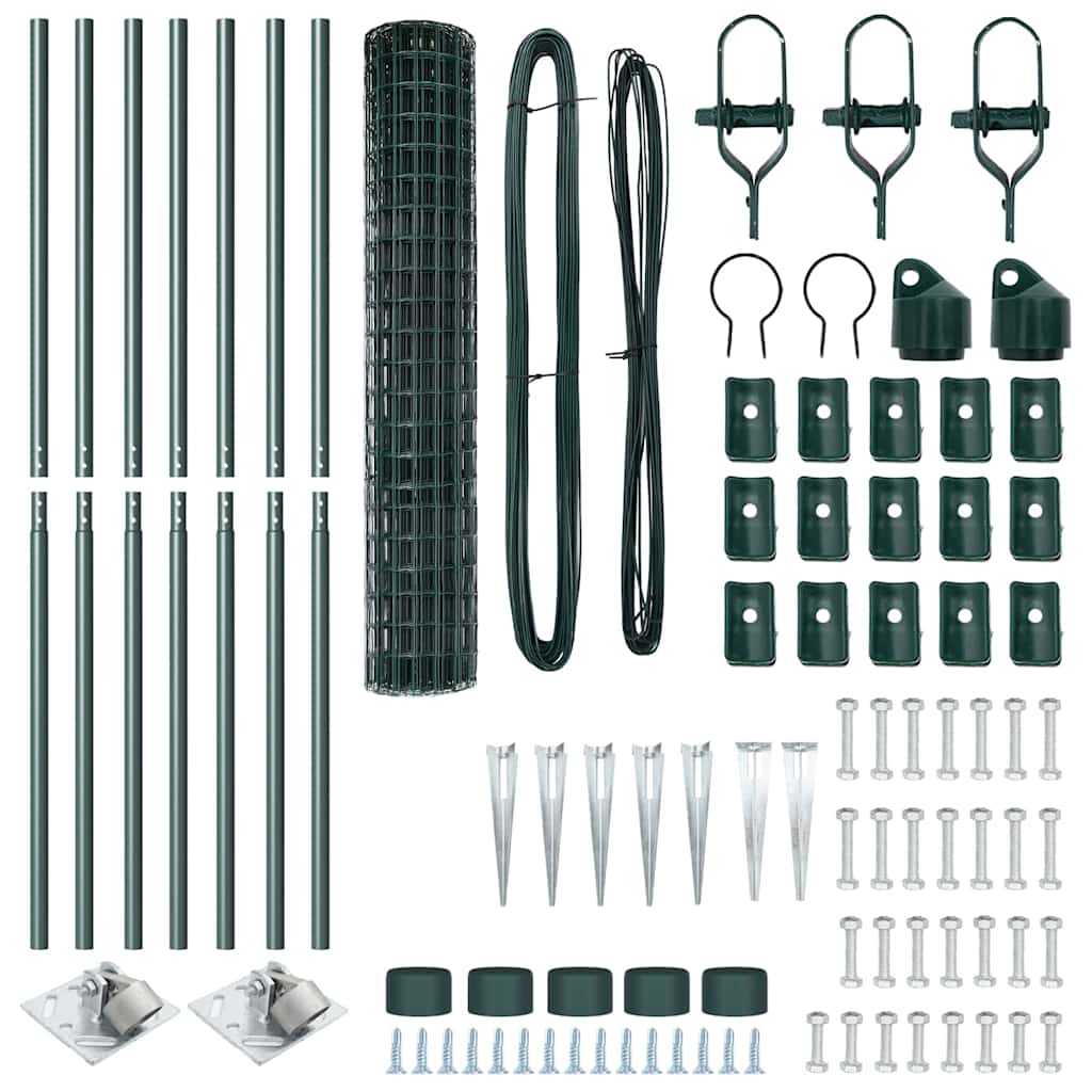 Fence with Post Green 1.6 x 10 m Steel and PVC