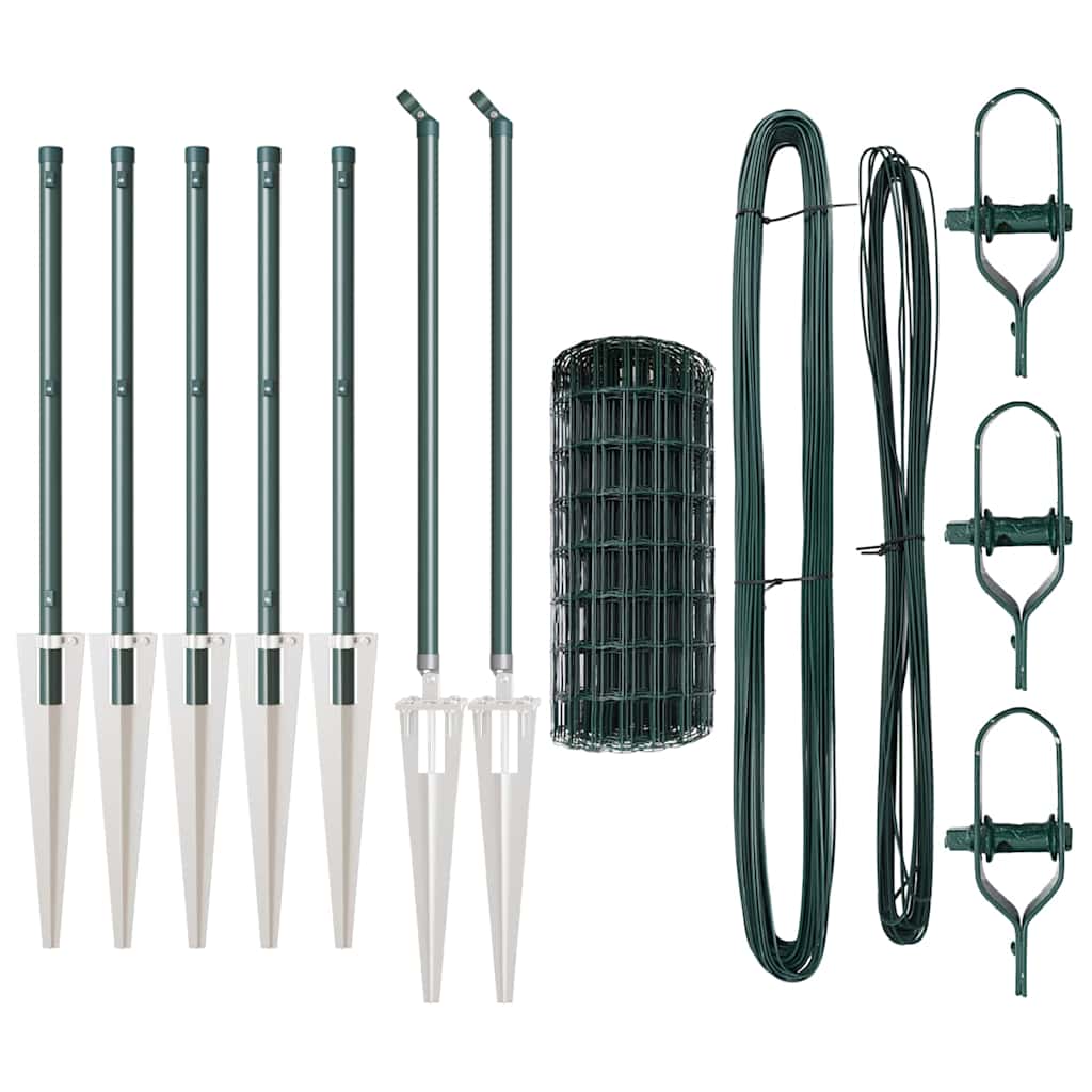 Fence with Post Green 0.6 x 10 m Steel and PVC