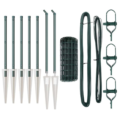 Fence with Post Green 0.6 x 10 m Steel and PVC