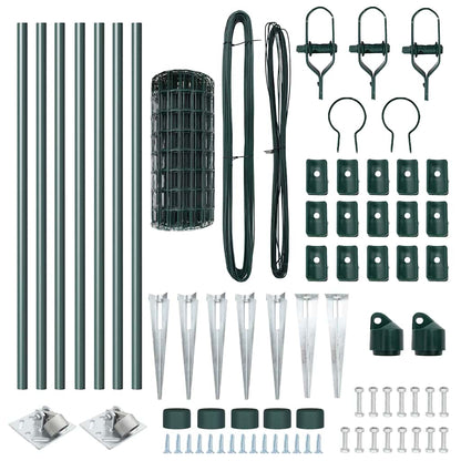 Fence with Post Green 0.6 x 10 m Steel and PVC