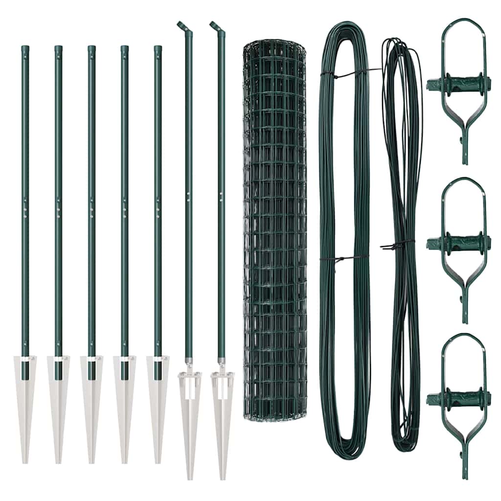 Fence with Post Green 1.6 x 10 m Steel and PVC