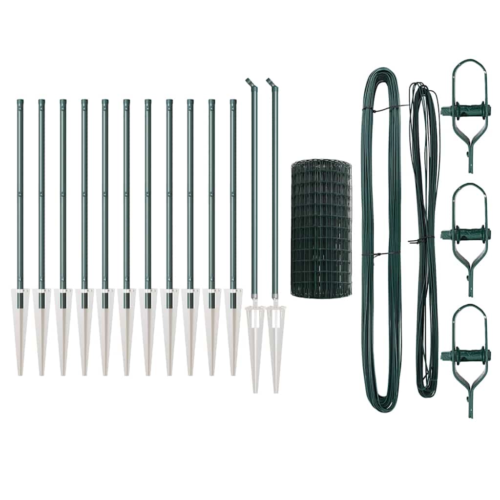 Fence with Post Green 0.4 x 25 m Steel and PVC