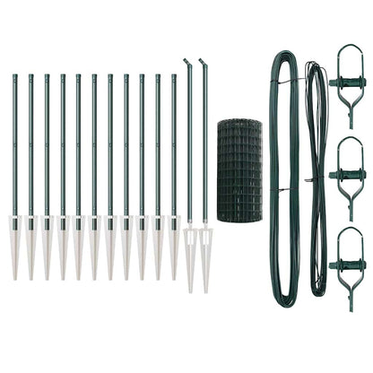 Fence with Post Green 0.4 x 25 m Steel and PVC