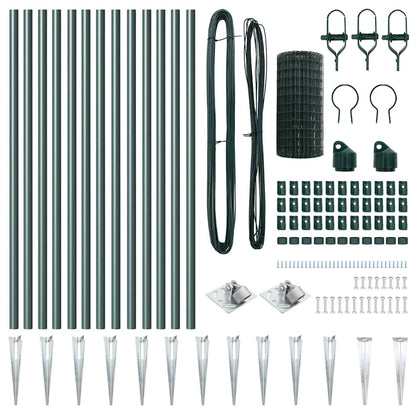 Fence with Post Green 0.4 x 25 m Steel and PVC