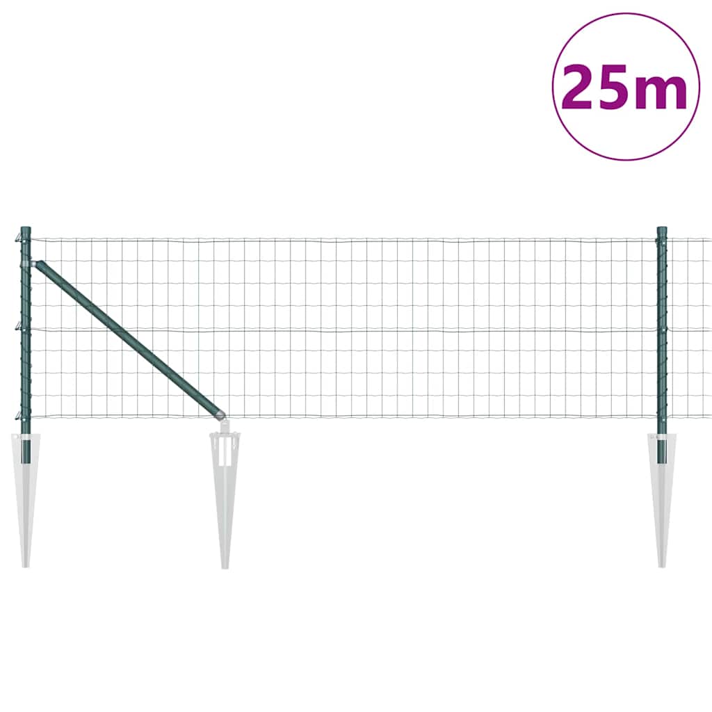 Fence with Post Green 0.8 x 25 m Steel and PVC