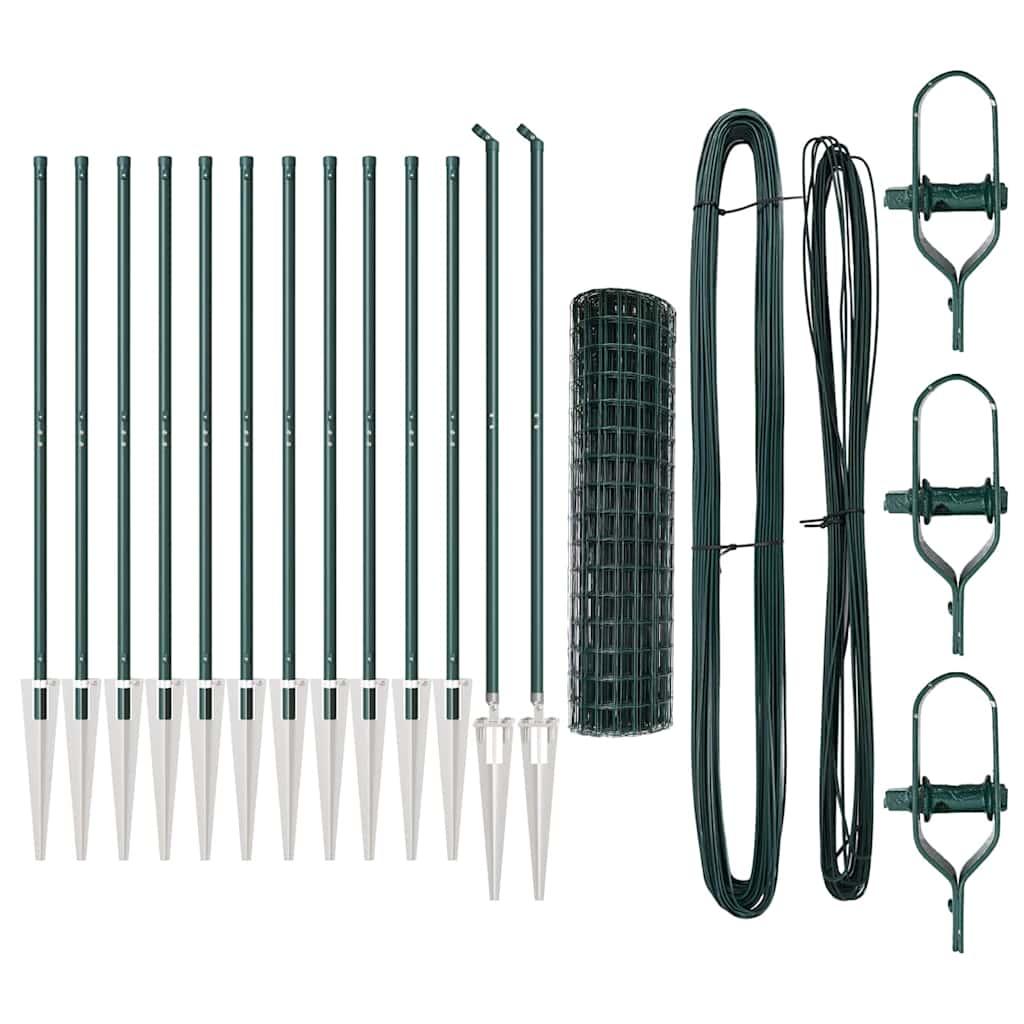 Fence with Post Green 1.2 x 25 m Steel and PVC