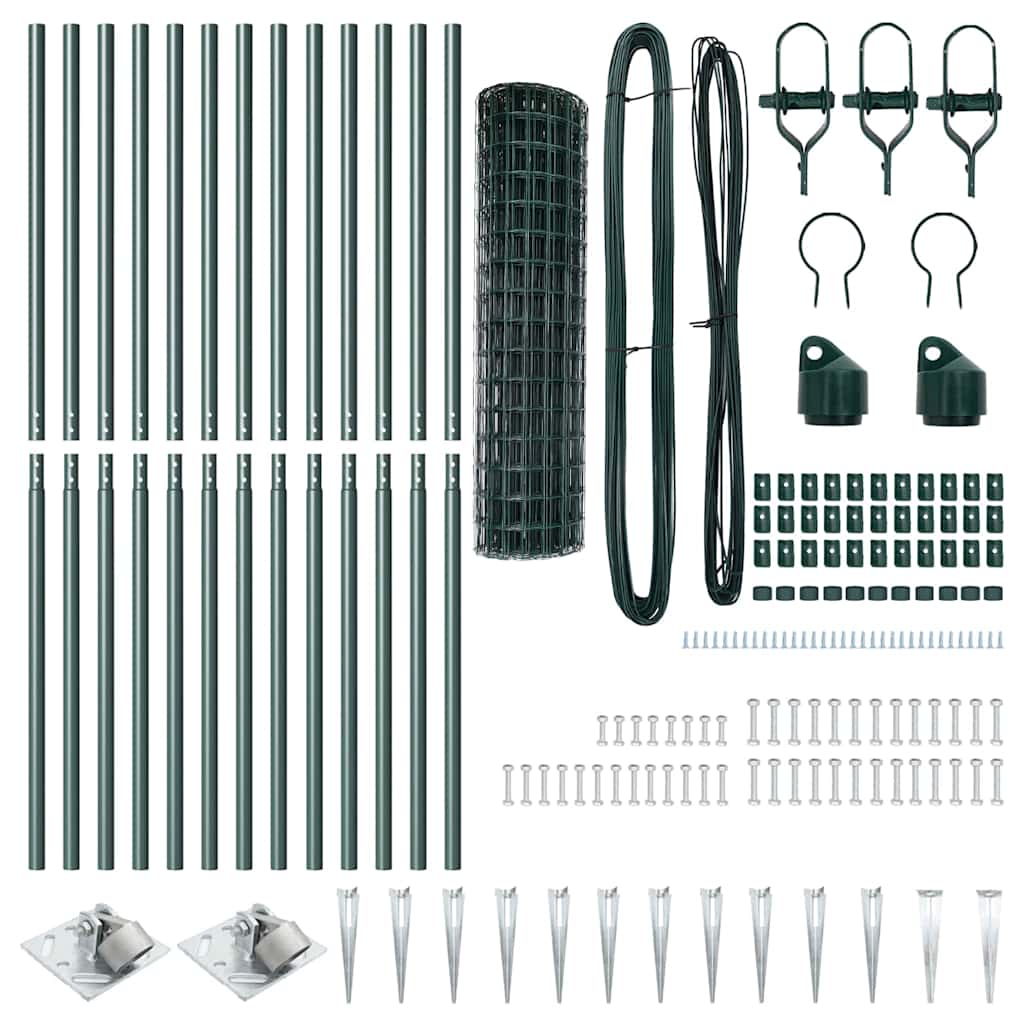 Fence with Post Green 1.2 x 25 m Steel and PVC