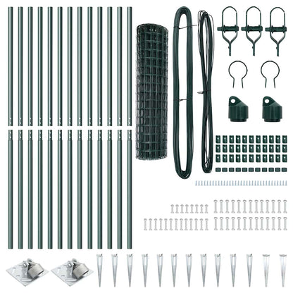 Fence with Post Green 1.2 x 25 m Steel and PVC
