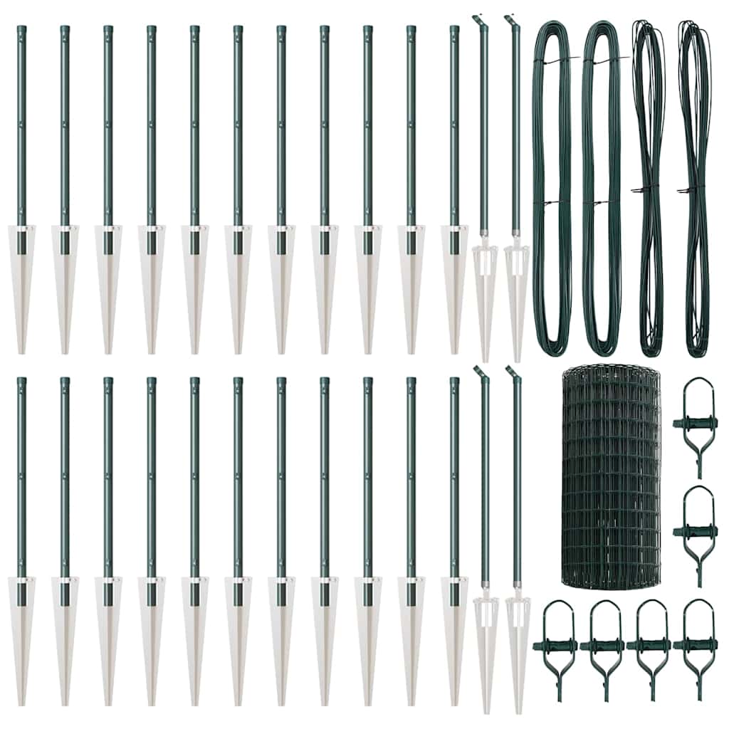 Fence with Post Green 0.4 x 50 m Steel and PVC