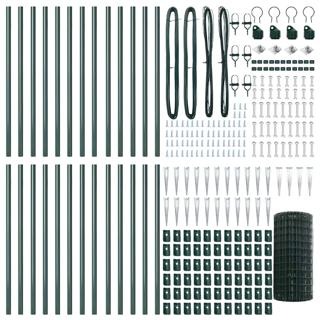 Euro Fence with Spikes 50 x 0.4 m PVC-Coated Steel Green Mesh
